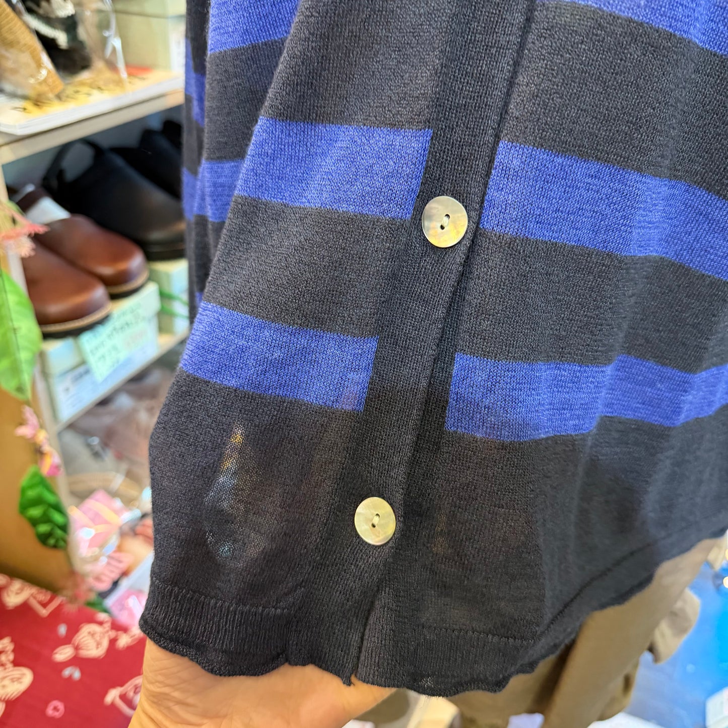 Ichi Linen-Blend Sheer Striped Cardigan, 2 Colors