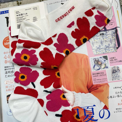 Marimekko Red Unikko Socks, size 37-39