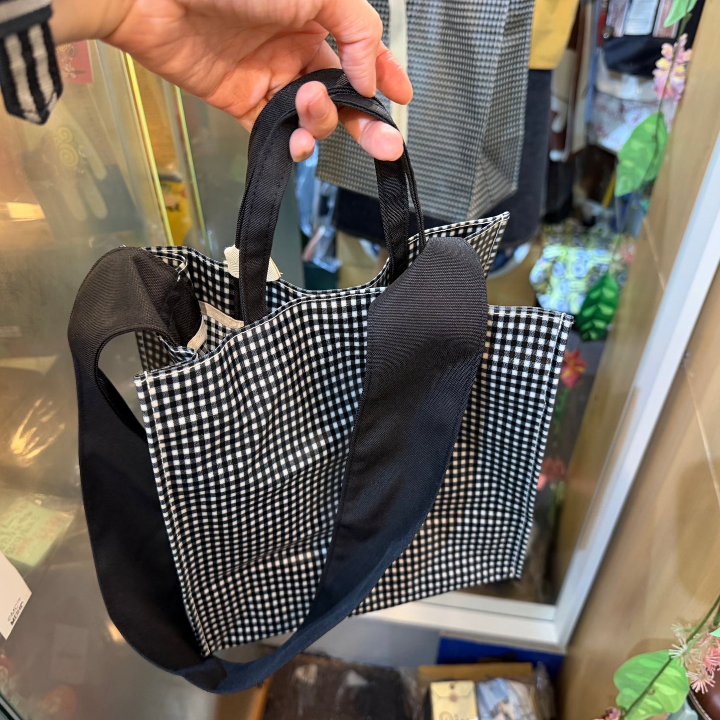 Anvocoeur Black Checked Oktogon PVC 2Way Bag, Waterproof, made in Japan