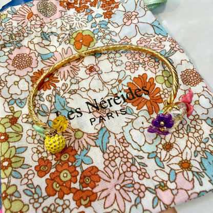 Les Néréides Paris Lemon and Flower Bangle Bracelet, imported from the UK