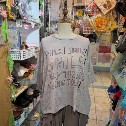 Tumugu SMILE Grey T-shirt, made in Japan