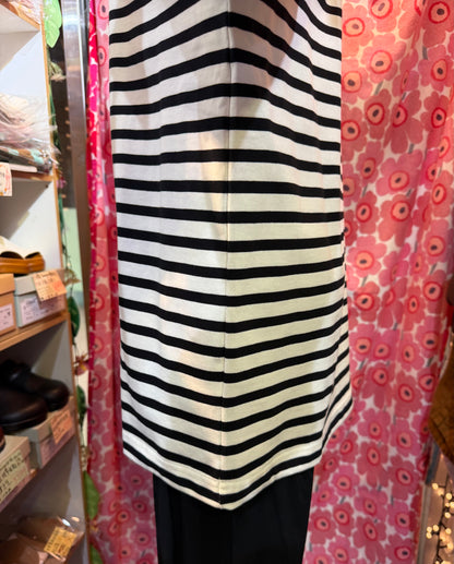 Aug Black x White Striped T-shirt, size 2, made in Japan