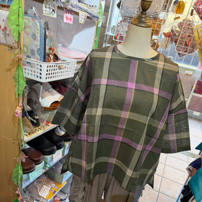 Days Checked Blouse, 2 Colors, made in Japan