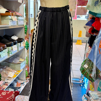 Franky Grow Twill Striped Navy Pants, Size F2, made in Japan