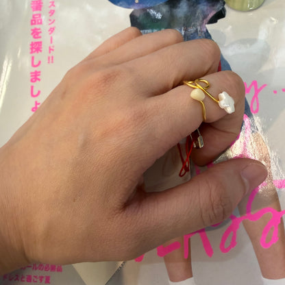 Latelier du savon Freshwater Pearl Brass Ring, made in Japan