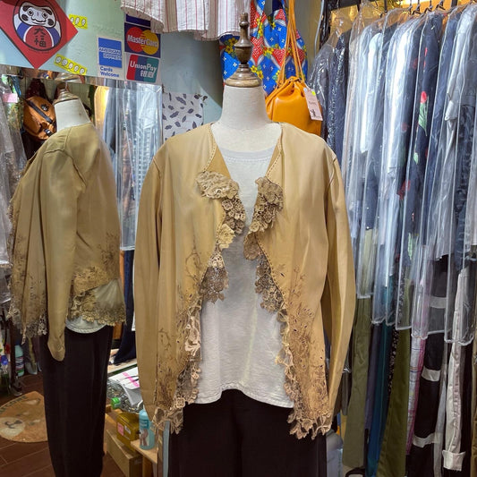 EXTRA20- Nigel Preston and Knight LambskinVintage Lace Jacket, made in Europe