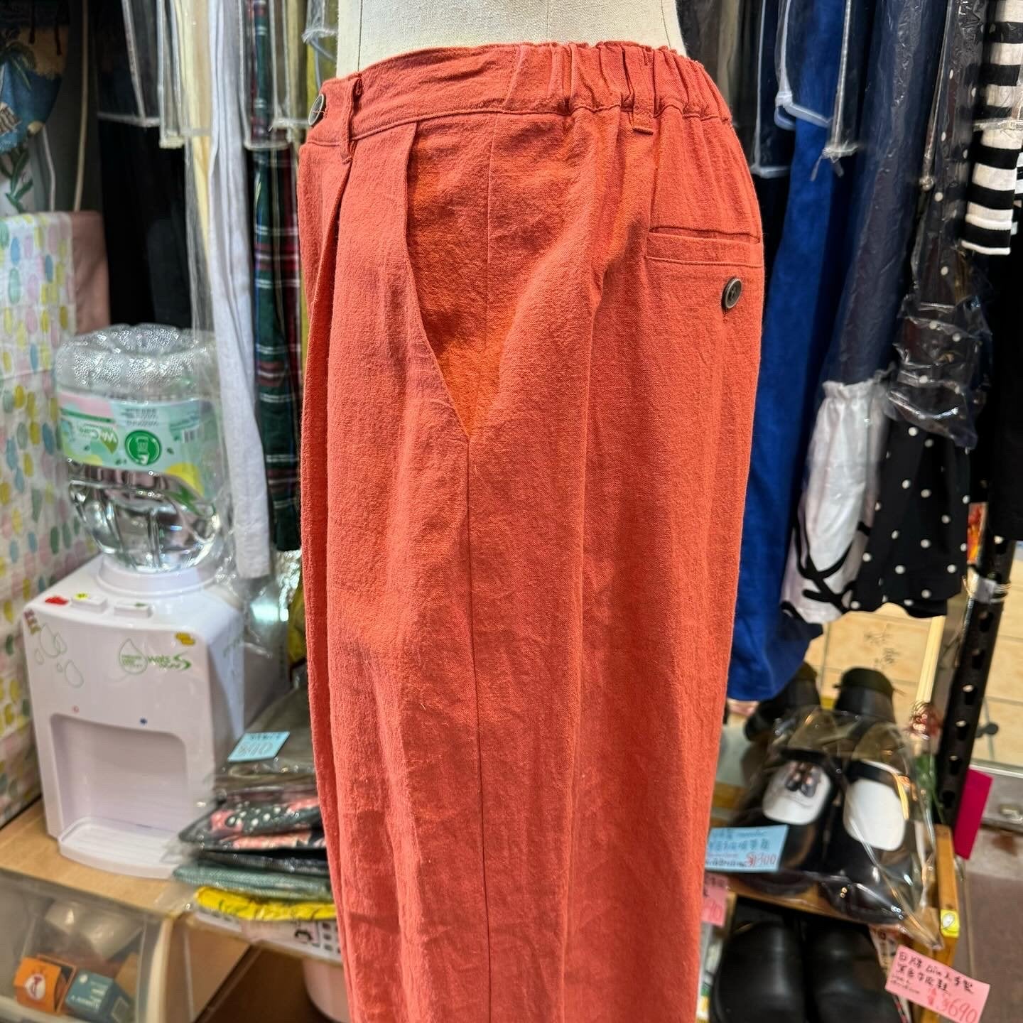EXTRA20- Ina Red Linen Pants, made in Japan