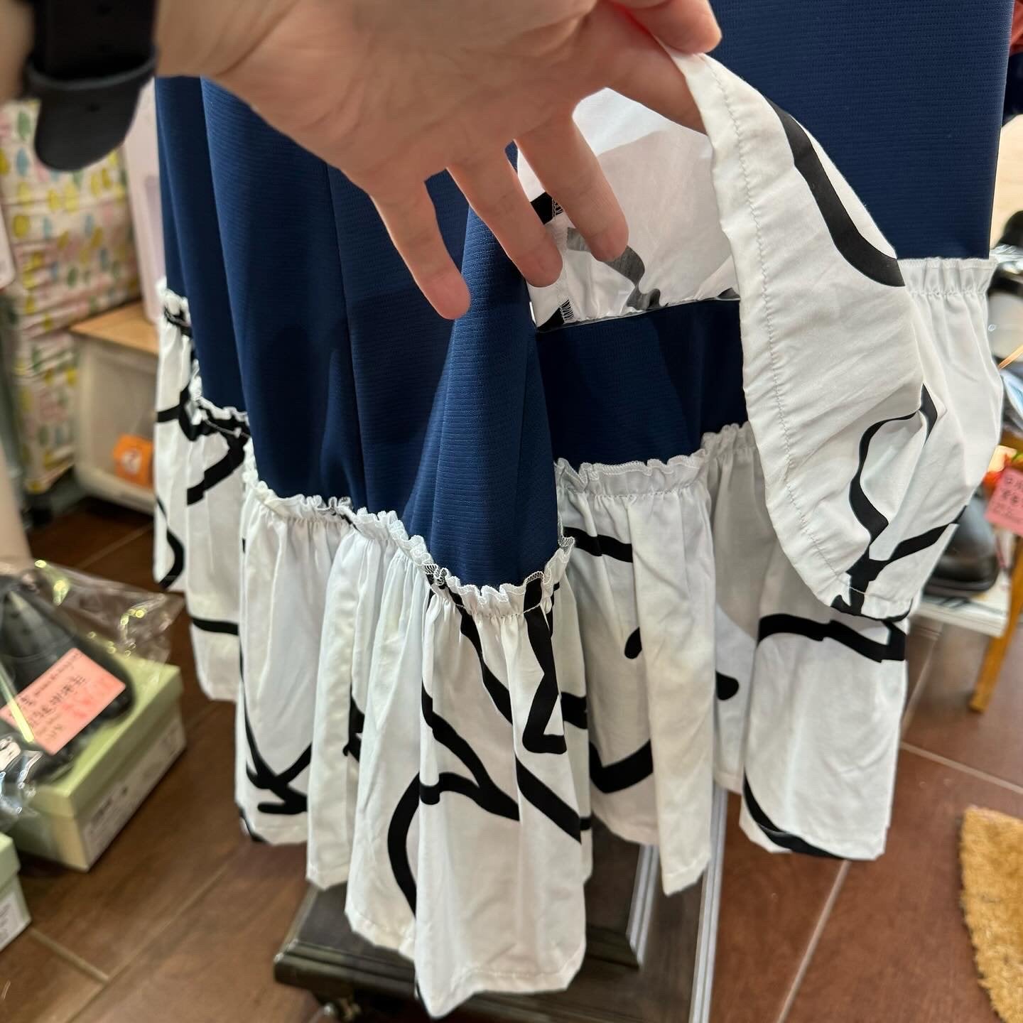 Frankygrow Navy Ruffles Dress, made in Japan