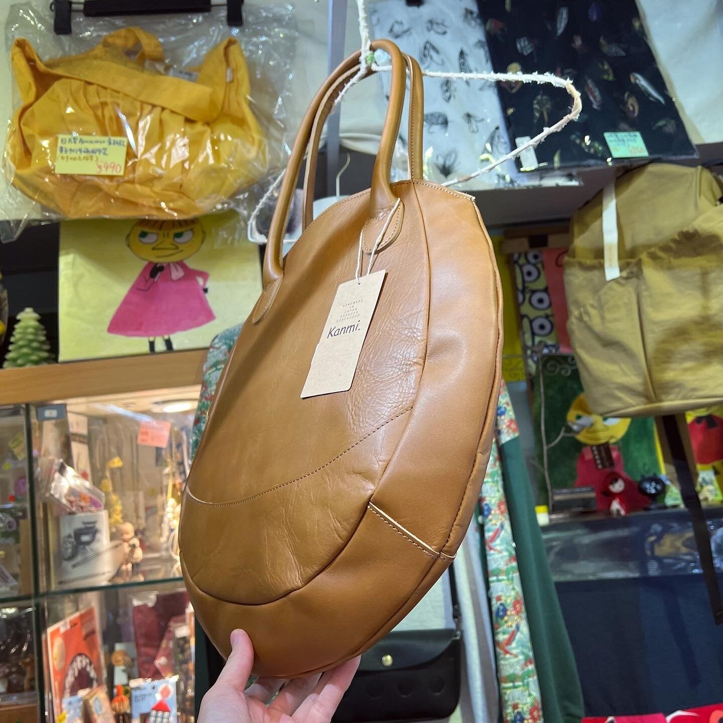 Sale- Kanmi Caramel Leather Egg Bag, made in Japan