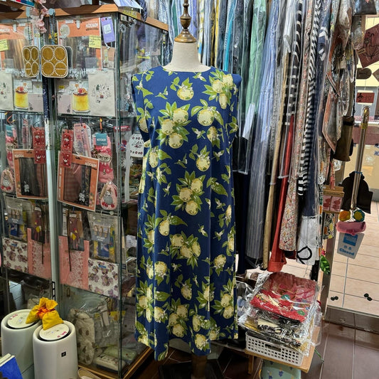 EXTRA20- Artipur Lemon Navy Sleeveless Dress, made in India