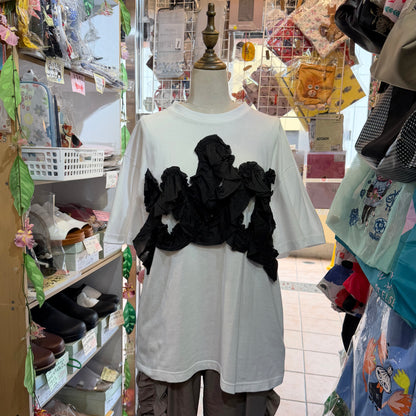 Iki Frill White T-shirt, size M, made in Japan