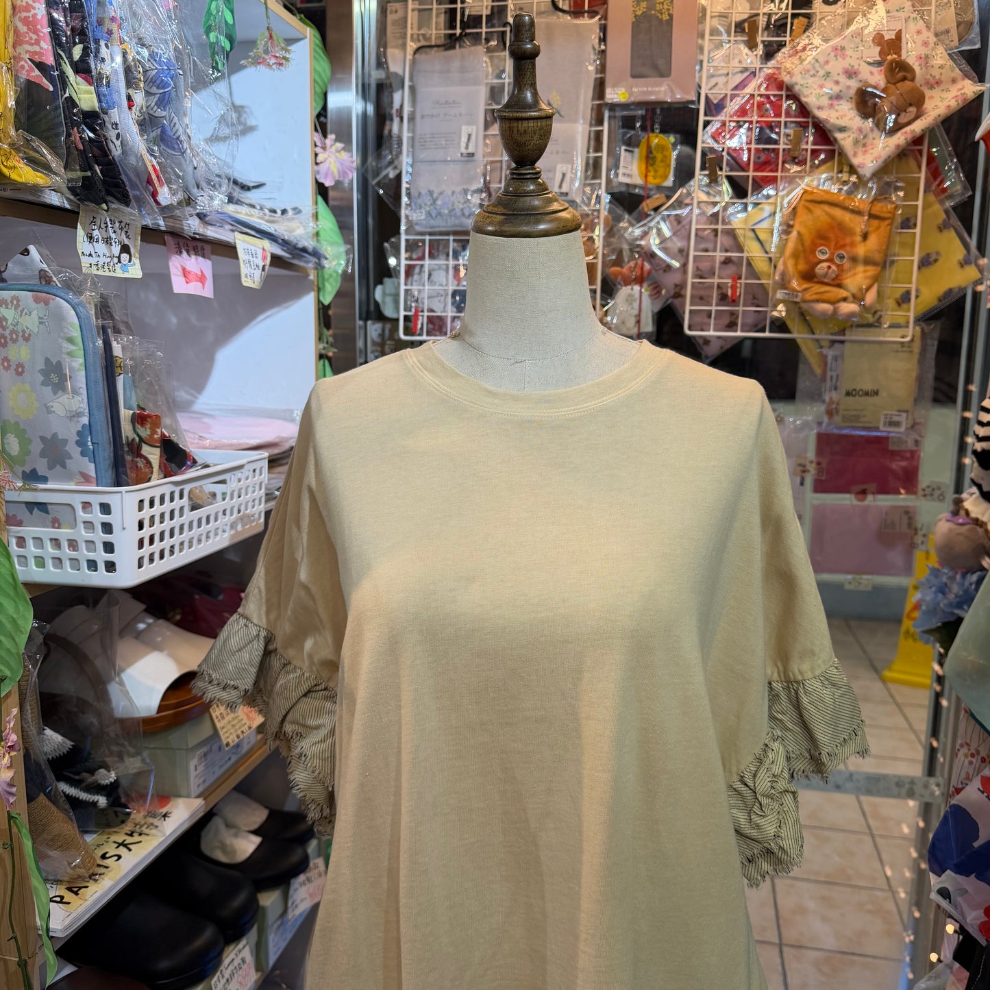 Yarra X Talk With Organic Dyeing Frill Long T-shirt, made in Japan