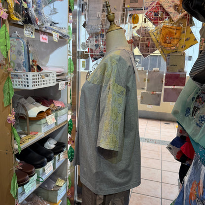 Cotton … Patchworks Grey T-shirt, made in Japan