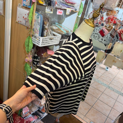 Munich Black Striped Blouse, made in Japan