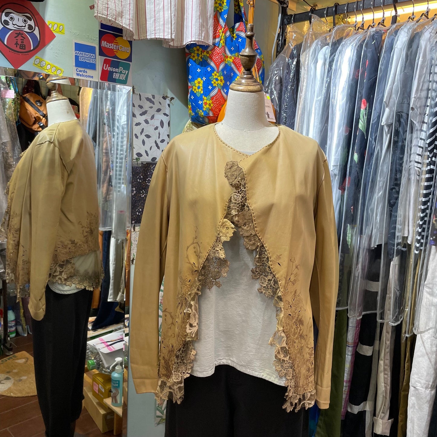 EXTRA20- Nigel Preston and Knight LambskinVintage Lace Jacket, made in Europe