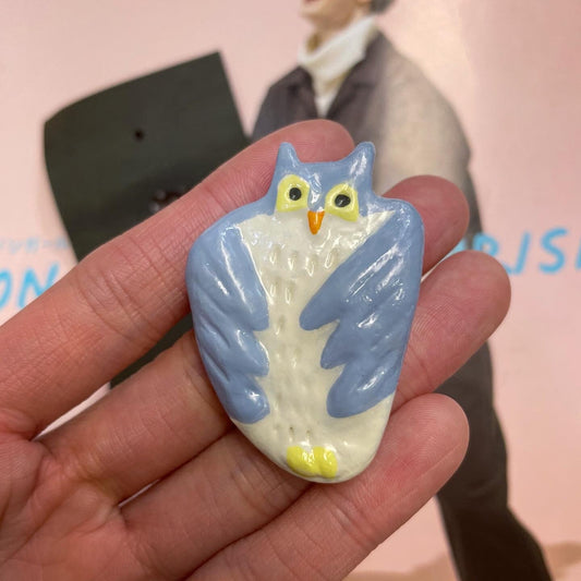 Owl Ceramic Brooch, made in Japan