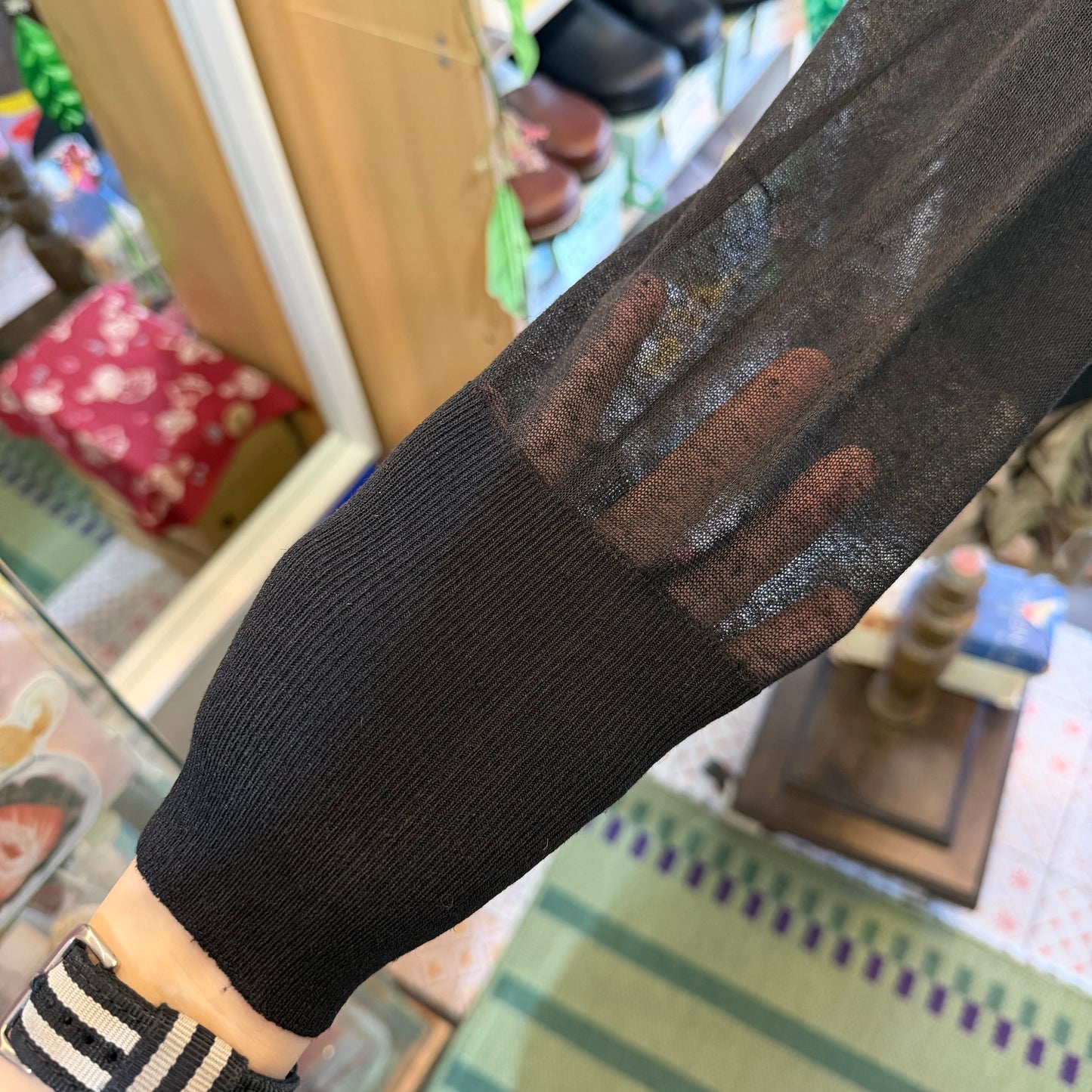 Ichi Black Sheer Cardigan