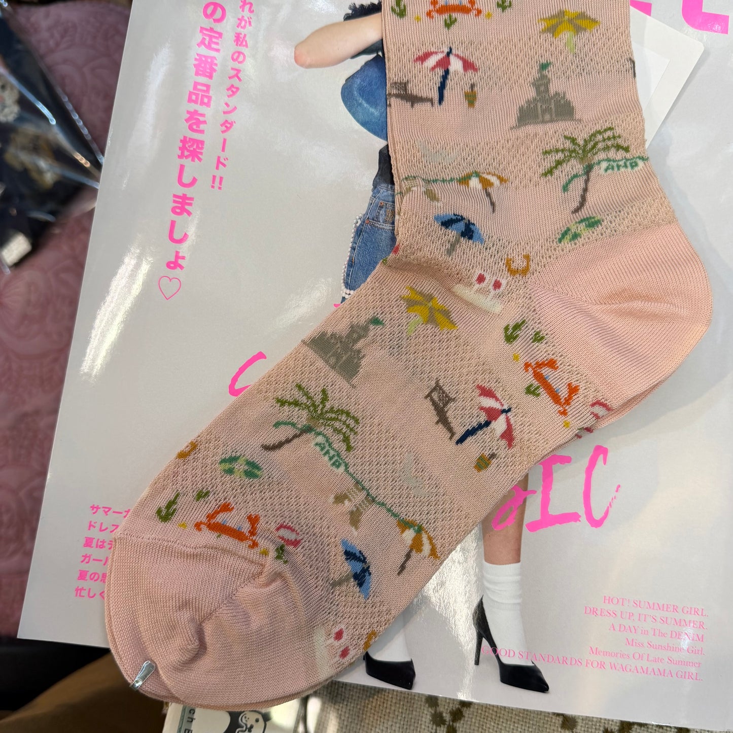 Antipast Summer Beach Pink Socks, made in Japan