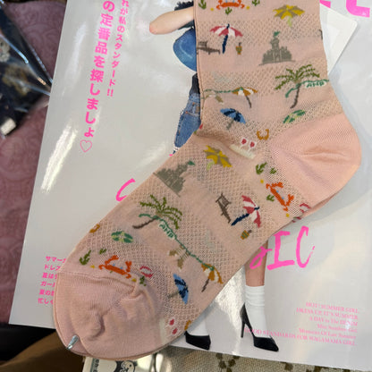 Antipast Summer Beach Pink Socks, made in Japan