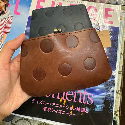 Kanmi Polka Leather Wallet, Coin Bag, 2 Colors, made in Japan
