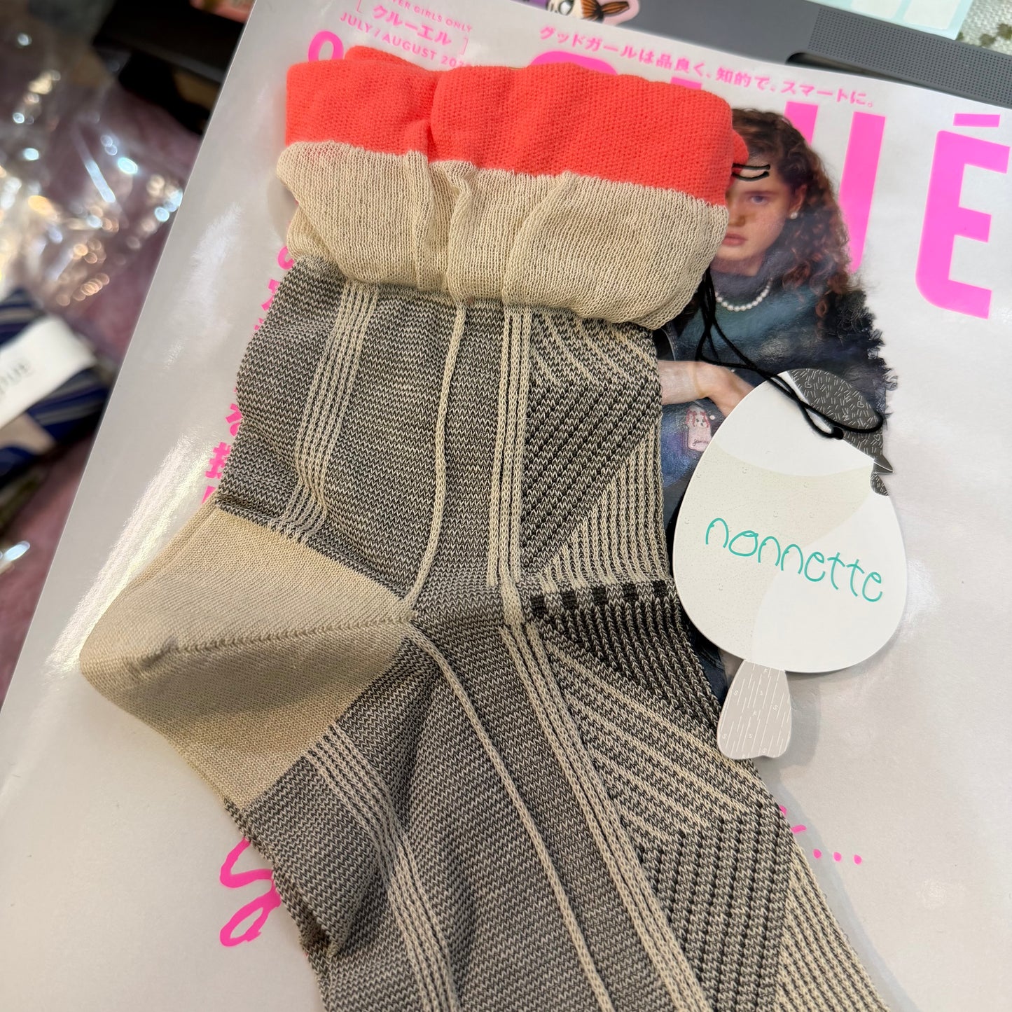 Sale- Nonnette Beige Socks, made in Japan