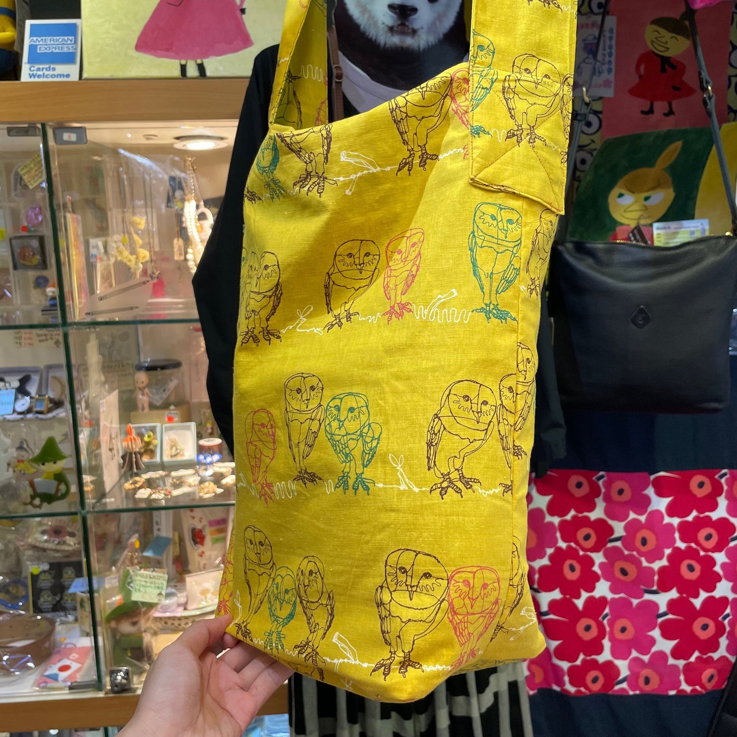 Handmade Owl Prints Tote Bag, fabric from Japan