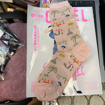 Antipast Summer Beach Pink Socks, made in Japan