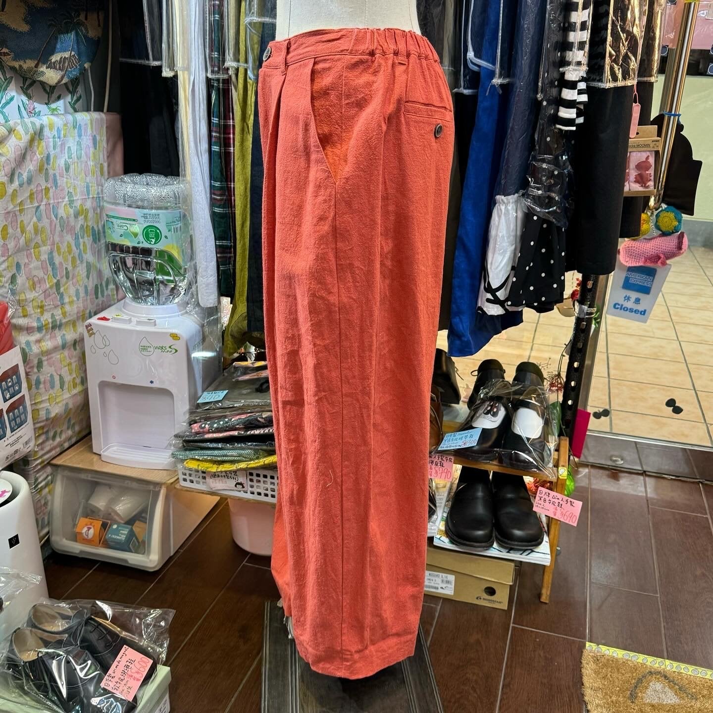 EXTRA20- Ina Red Linen Pants, made in Japan