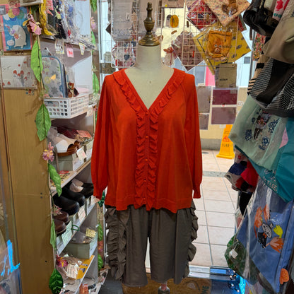 Tumugu Red Frill Cardigan