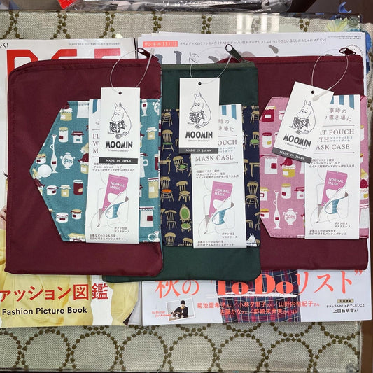 Sale- Moomin Mask Case Pouch, 3 Colors, made in Japan
