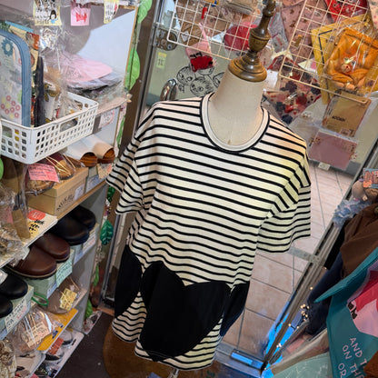 Drowse and yet… Striped Heart T-shirt, made in Japan