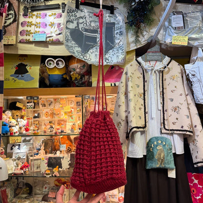 Highland Red Bucket Knit Bag, made in England