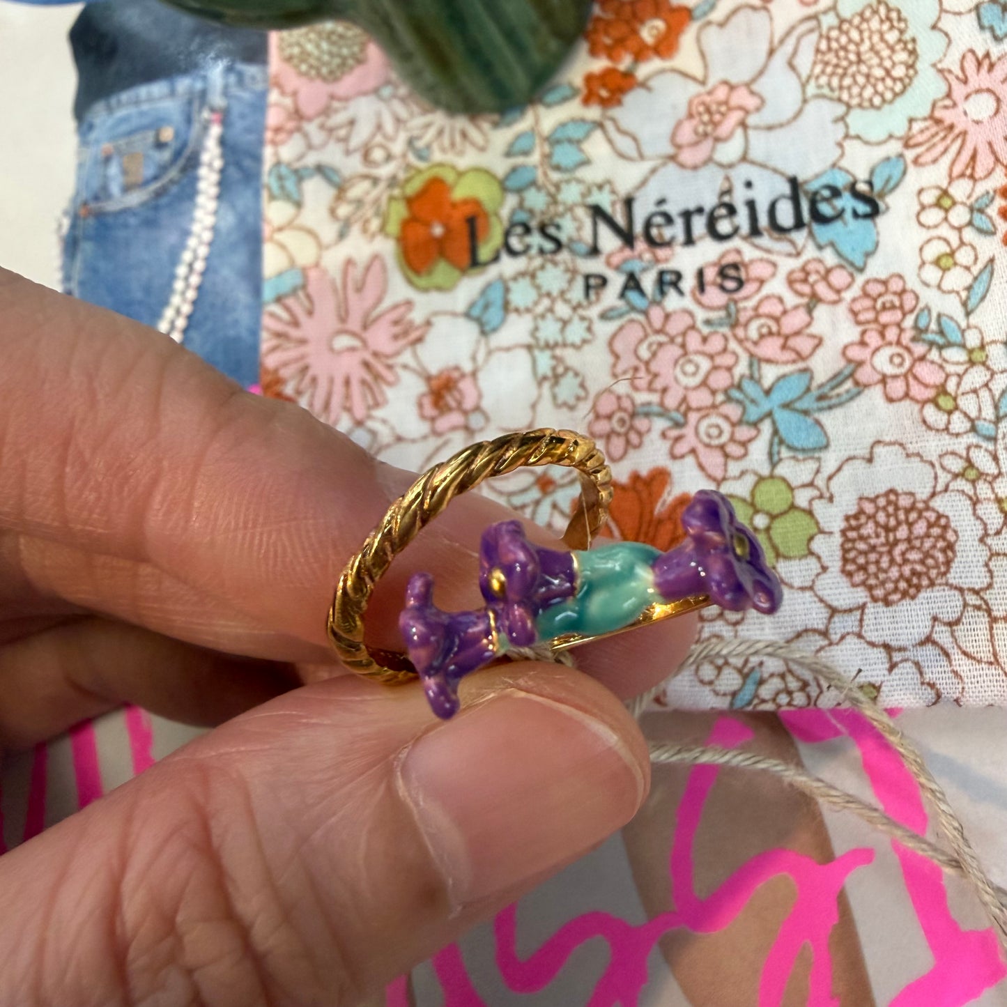 Les Néréides Paris Morning glory Ring, size 13, imported from the UK