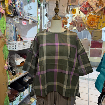 Days Checked Blouse, 2 Colors, made in Japan