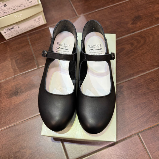 Recipe Black Mary Jane Leather Shoes, made in Japan