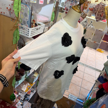 Iki 3D Cupra Embroidery Flower T-shirt, 2 Colors, size S, M, made in Japan