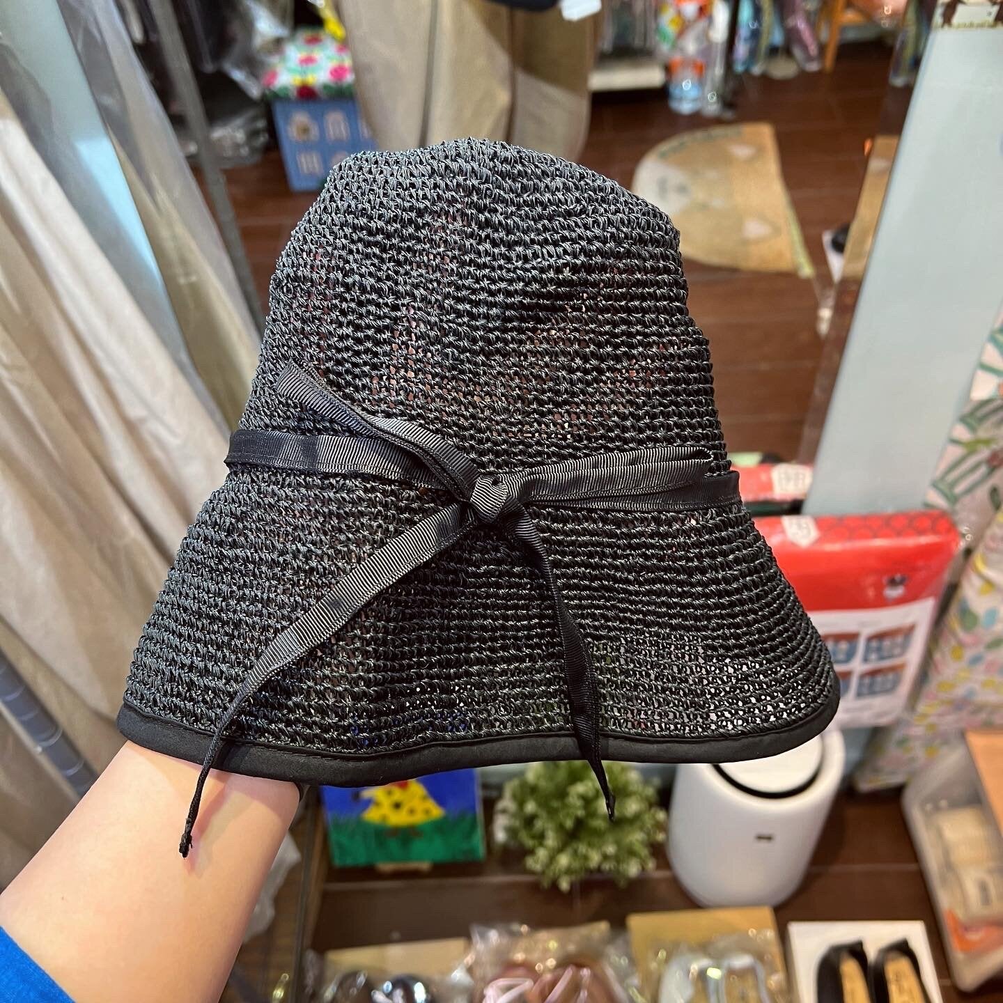Sale- Anjou Chouette Straw Black Hat, made in Philippines