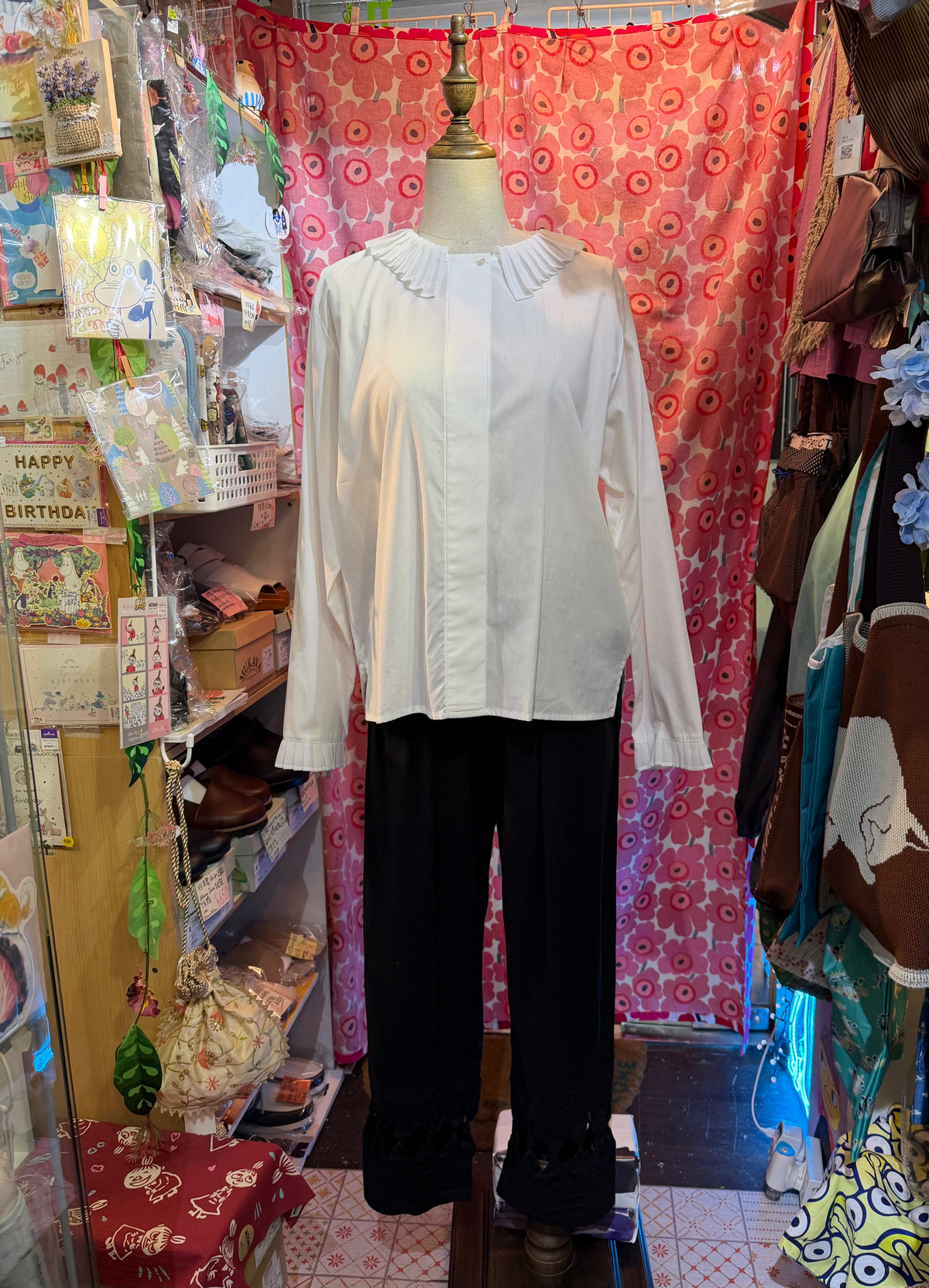 Mizuiro Ind Frill Collar Shirt, 2 Colors, made in Japan