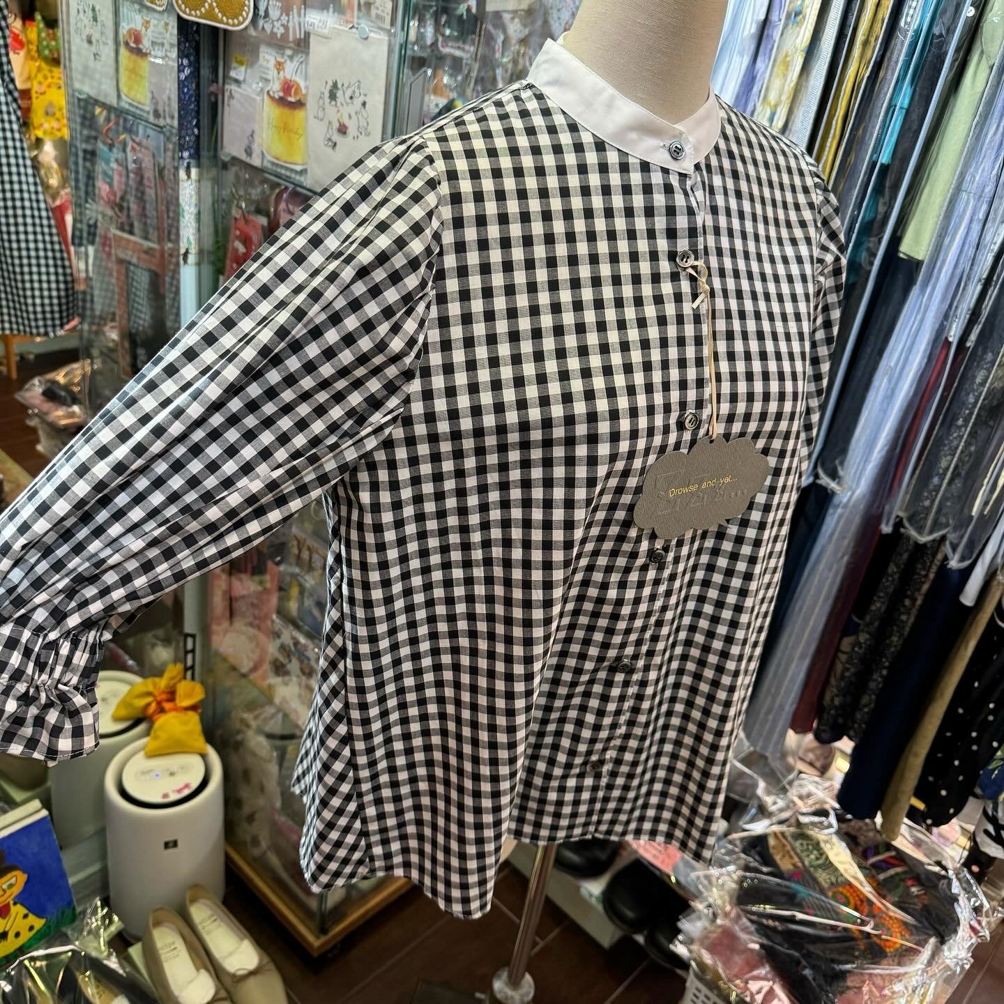 Sale- Drowse and Yet… Checked Ribbons Shirt, made in Japan