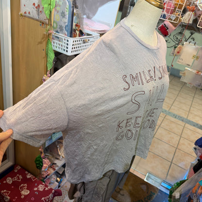 Tumugu SMILE Grey T-shirt, made in Japan
