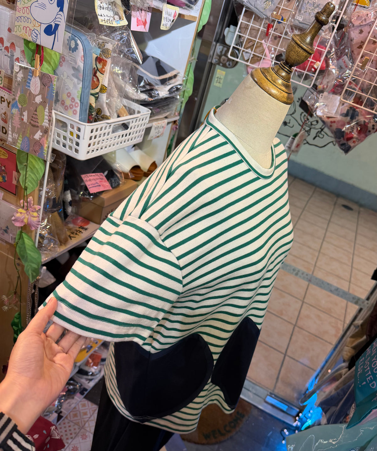 Summer Sale- Drowse and yet… Striped Heart T-shirt, made in Japan