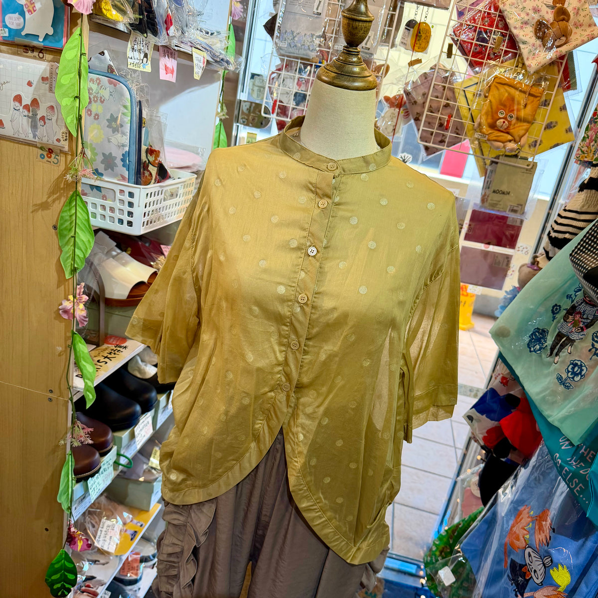 Sale- Ichi Carmel Polka Shirt, made in Vietnam