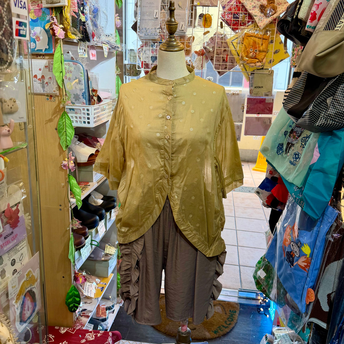 Sale- Ichi Carmel Polka Shirt, made in Vietnam