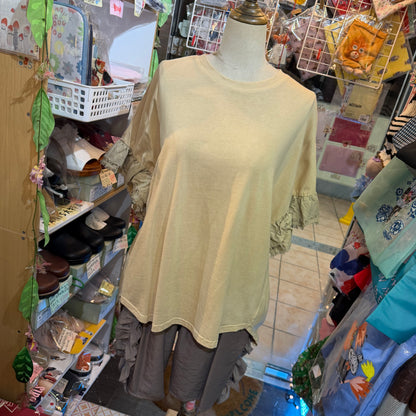 Yarra X Talk With Organic Dyeing Frill Long T-shirt, made in Japan