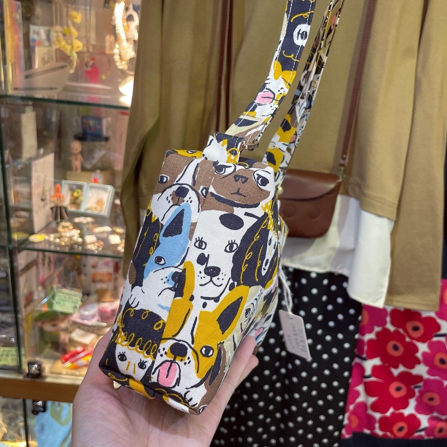 Handmade Dogs Prints Bag, fabric from Japan