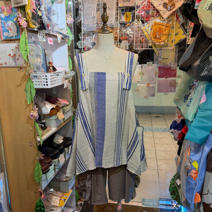 Tumugu Cotton Linen Striped 2Way Vest Top, made in Japan