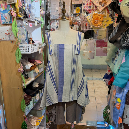 Tumugu Cotton Linen Striped 2Way Vest Top, made in Japan