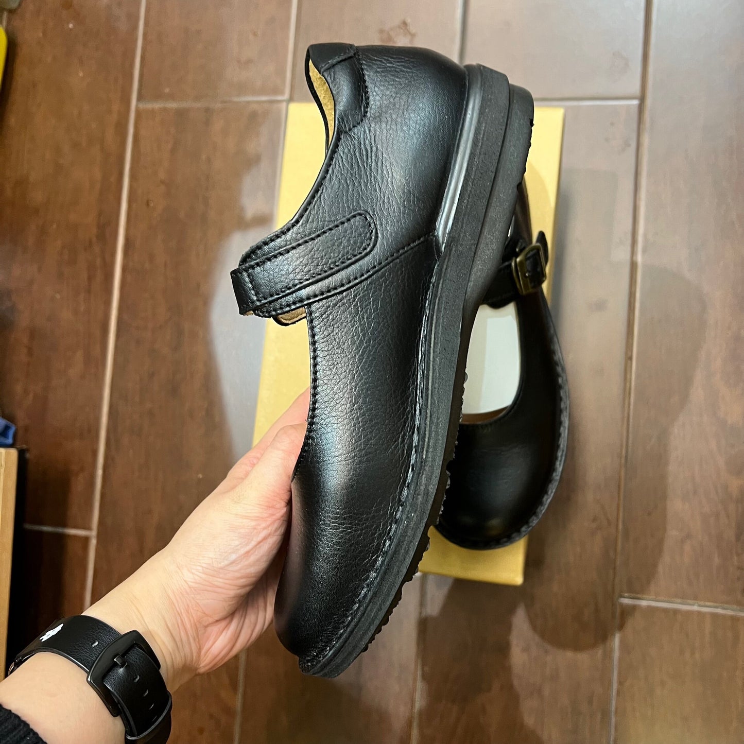 Sale- Moonstar Black Leather Shoes, size 25cm only, made in Japan