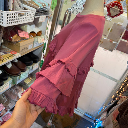 Tumugu Pink Frill Pullover, Sweatshirt, made in Japan