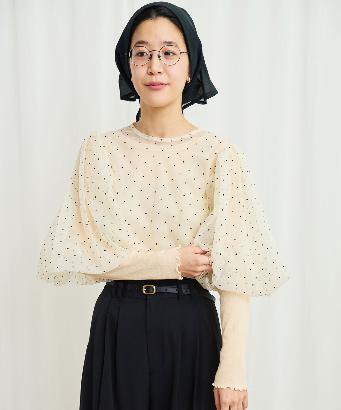 Sale- Fig London Polka Ivory See-through Top